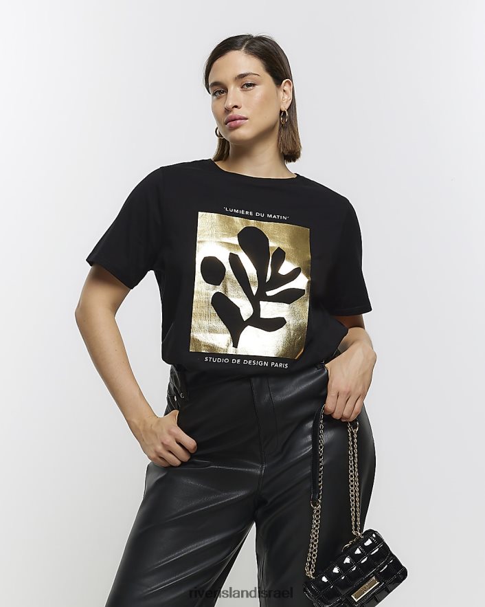 לבוש River Island בתוספת חולצת טריקו גרפית שָׁחוֹר נשים BDZ4085037