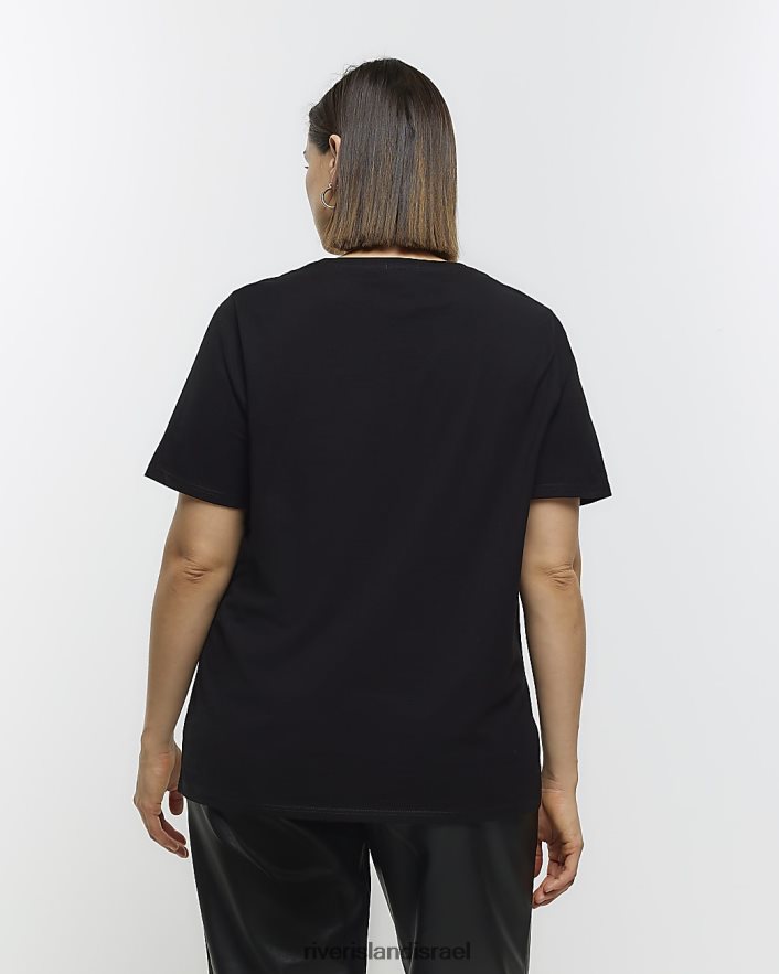 לבוש River Island בתוספת חולצת טריקו גרפית שָׁחוֹר נשים BDZ4085037