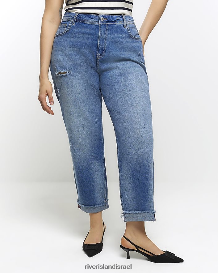 לבוש River Island בתוספת ג'ינס אמא מחטב מותן גבוה כְּחוֹל נשים BDZ4085041