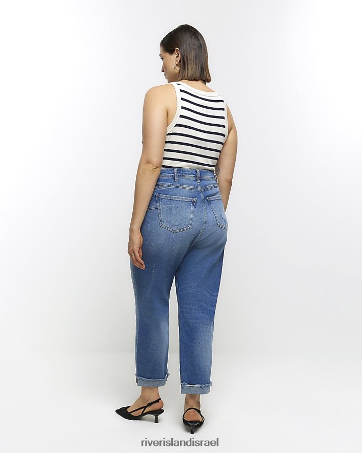 לבוש River Island בתוספת ג'ינס אמא מחטב מותן גבוה כְּחוֹל נשים BDZ4085041