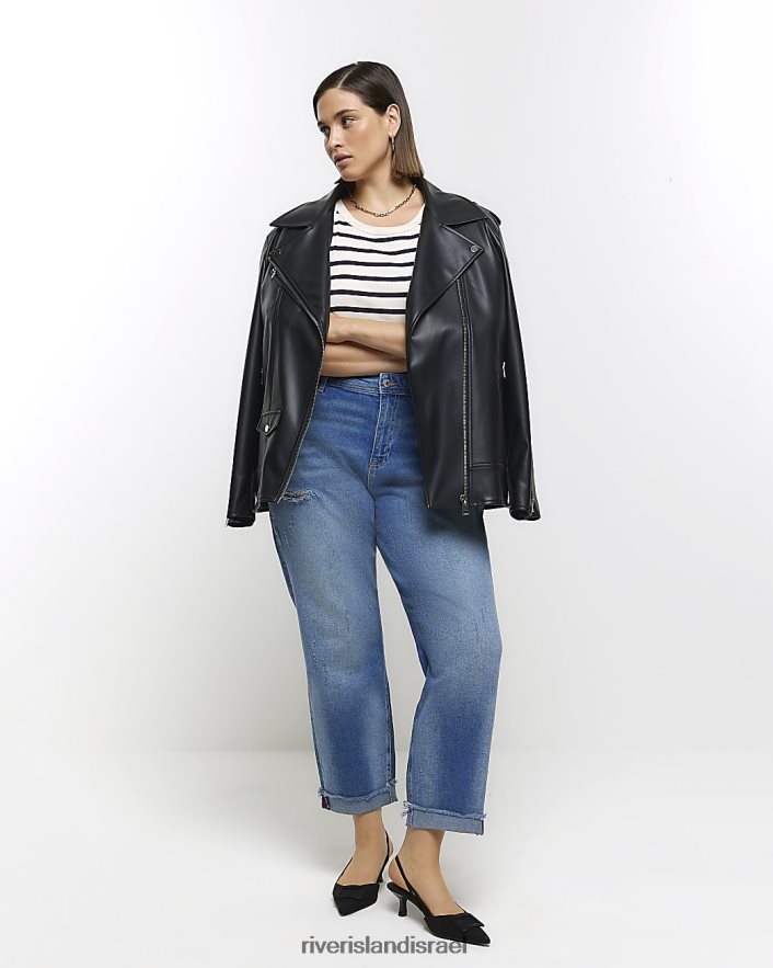 לבוש River Island בתוספת ג'ינס אמא מחטב מותן גבוה כְּחוֹל נשים BDZ4085041
