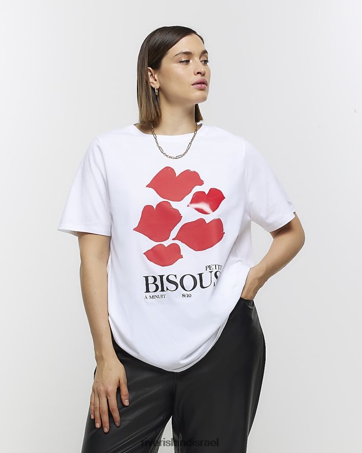 לבוש River Island בתוספת חולצת טריקו גרפית לבן נשים BDZ4085042