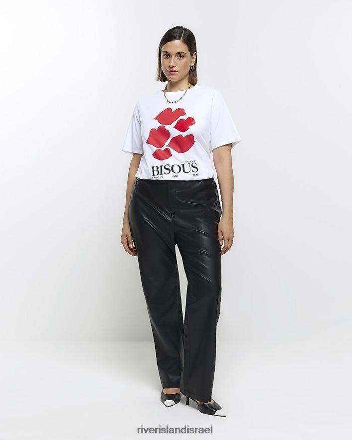 לבוש River Island בתוספת חולצת טריקו גרפית לבן נשים BDZ4085042