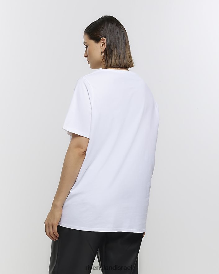 לבוש River Island בתוספת חולצת טריקו גרפית לבן נשים BDZ4085042