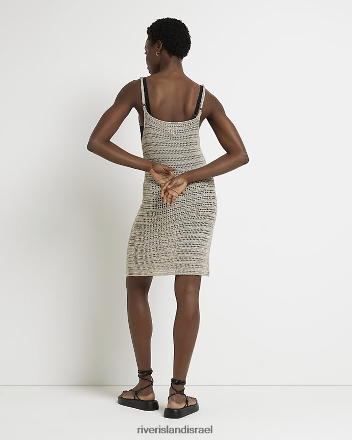 לבוש River Island שמלת מיני סרוגה זהב נשים BDZ4085044