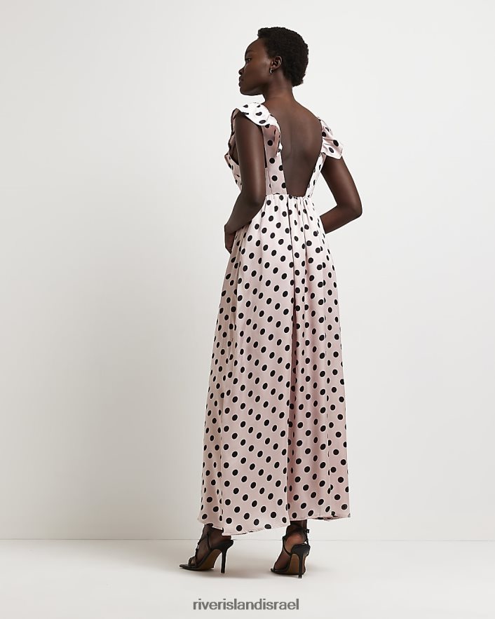 לבוש River Island שמלת מידי סאטן נקודתית וָרוֹד נשים BDZ4085050