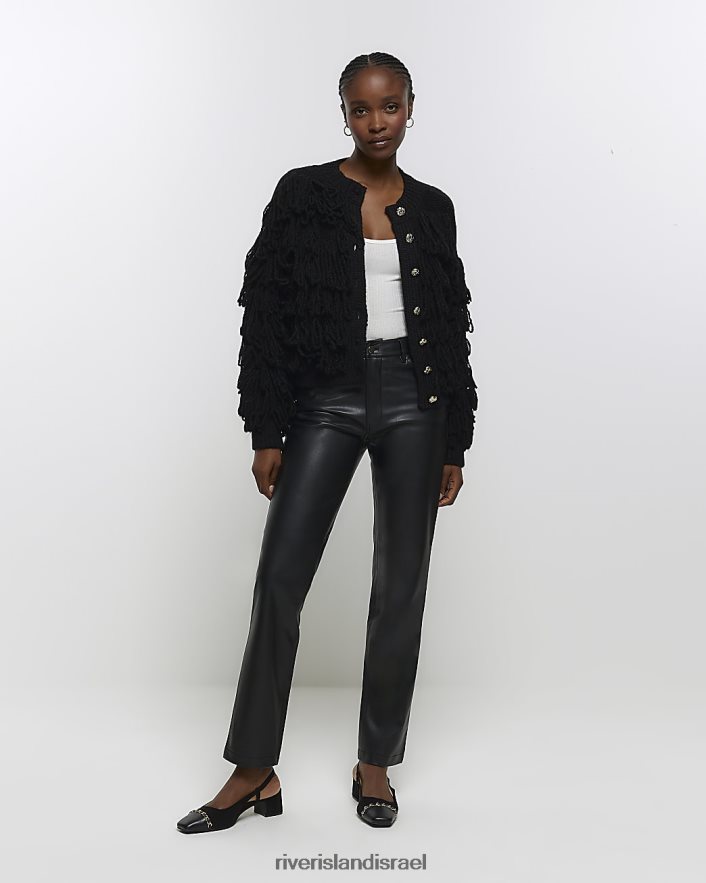לבוש River Island קרדיגן שוליים שָׁחוֹר נשים BDZ408505