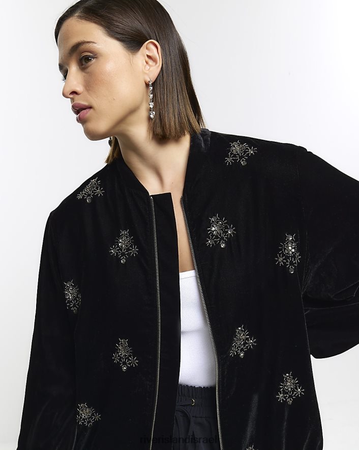 לבוש River Island בתוספת ז'קט מעוצב שָׁחוֹר נשים BDZ4085066