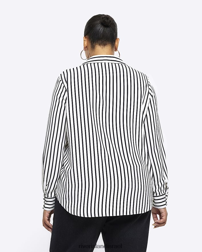 לבוש River Island בתוספת חולצת פסי סאטן שָׁחוֹר נשים BDZ4085092
