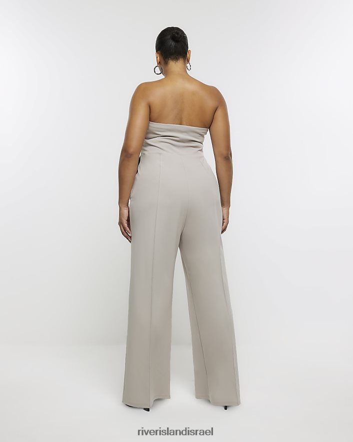לבוש River Island בתוספת סרבל בנדאו אפור נשים BDZ4085100