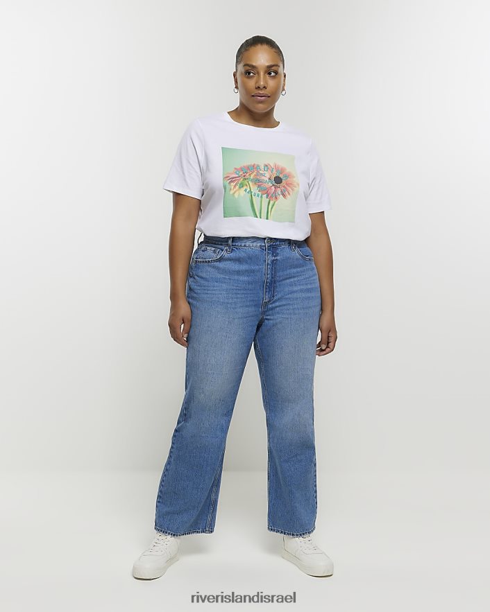 לבוש River Island בתוספת הדפס גרפי של פרחים לבן נשים BDZ4085101