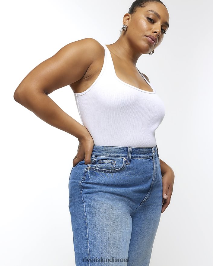 לבוש River Island בתוספת ג'ינס ישר בגזרה גבוהה כְּחוֹל נשים BDZ4085109