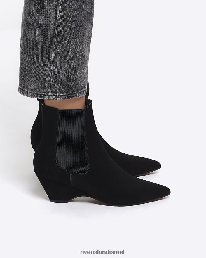 הַנעָלָה River Island מגפי עור עקב חתלתול שָׁחוֹר נשים BDZ408510