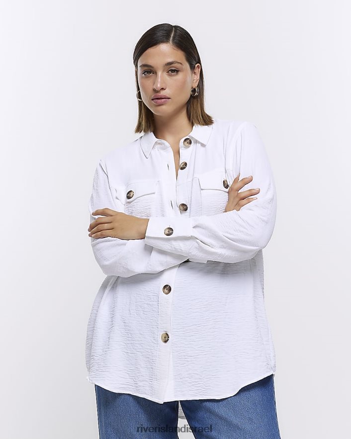 לבוש River Island בתוספת חולצה בעלת מרקם לבן נשים BDZ4085111