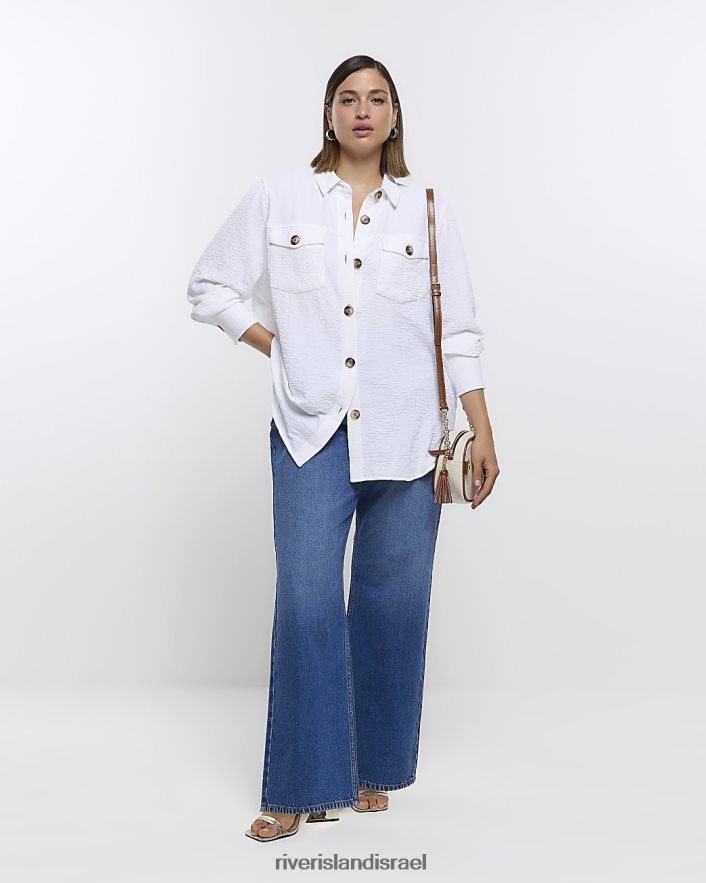 לבוש River Island בתוספת חולצה בעלת מרקם לבן נשים BDZ4085111