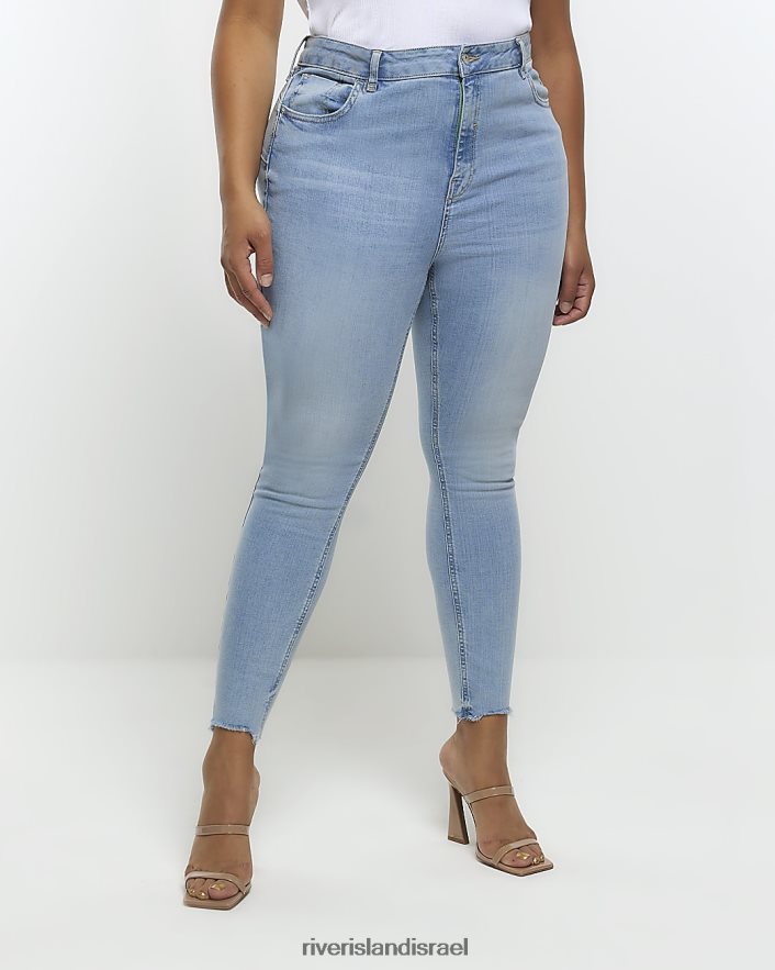לבוש River Island בתוספת ג'ינס סקיני בגזרה גבוהה כְּחוֹל נשים BDZ4085116