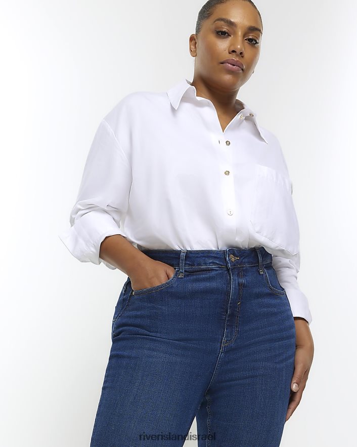 לבוש River Island בתוספת ג'ינס סקיני מחטב מותן גבוה כְּחוֹל נשים BDZ4085132