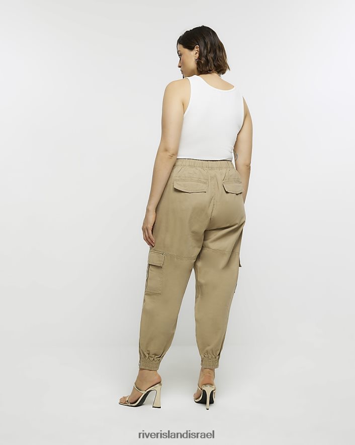 לבוש River Island בתוספת מכנסי מטען עם רוכסן בז' נשים BDZ4085139