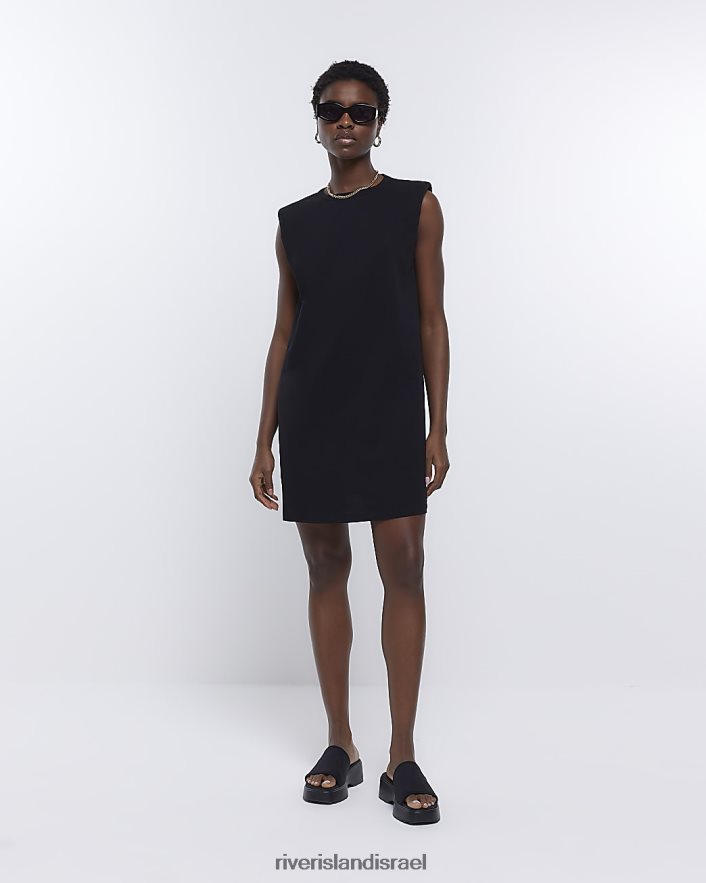 לבוש River Island שמלת מיני חולצת טריקו מרופדת כתפיים שָׁחוֹר נשים BDZ408513