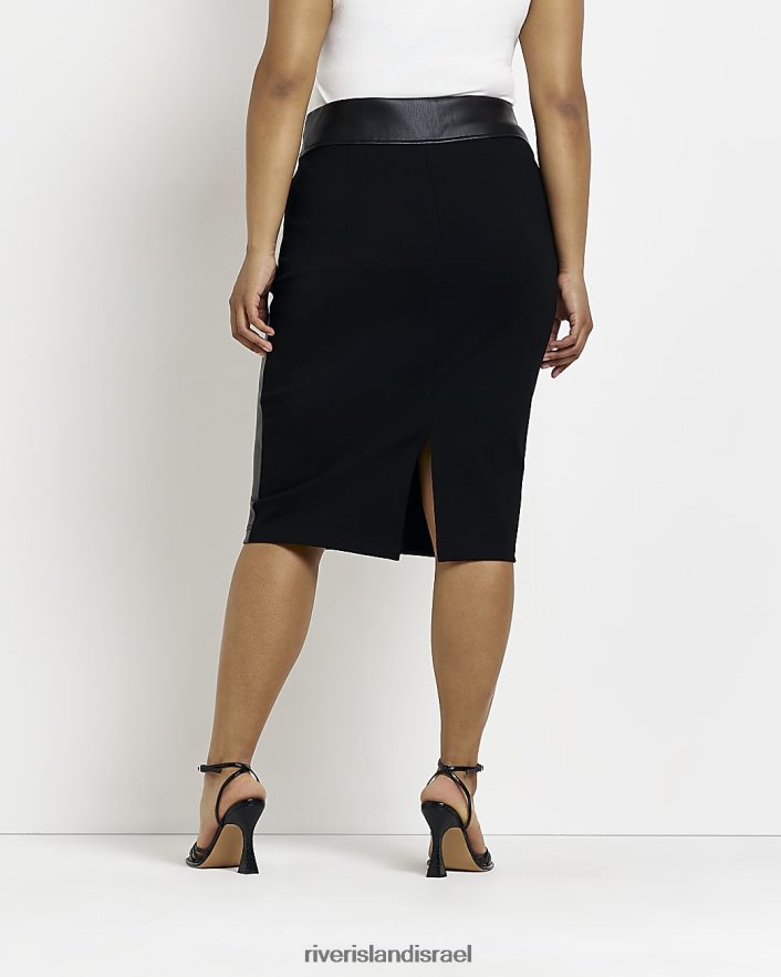 לבוש River Island בתוספת חצאית מידי מעור מלאכותי שָׁחוֹר נשים BDZ4085140