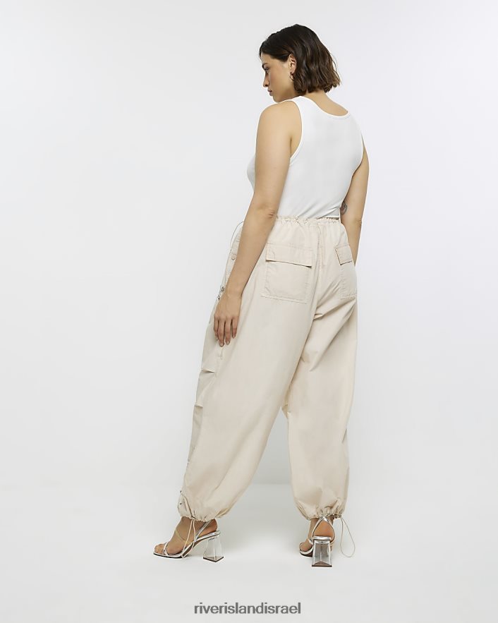 לבוש River Island בתוספת מכנסי מטען רקומים בז' נשים BDZ4085142