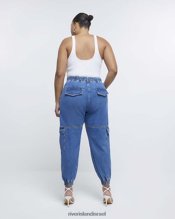 לבוש River Island בתוספת ג'ינס מטען גבוה כְּחוֹל נשים BDZ4085147