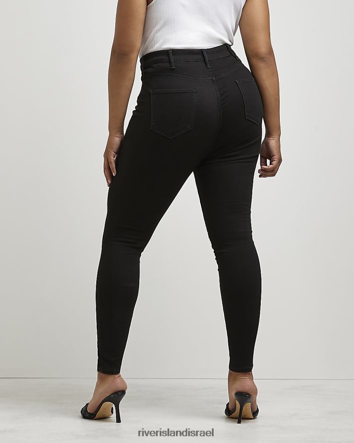 לבוש River Island בתוספת ג'ינס סקיני בגזרה גבוהה שָׁחוֹר נשים BDZ4085150