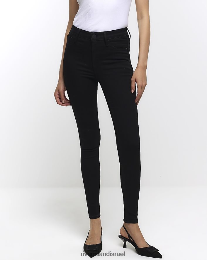 לבוש River Island מולי ג'ינס סקיני מחטב באמצע העלייה שָׁחוֹר נשים BDZ408515