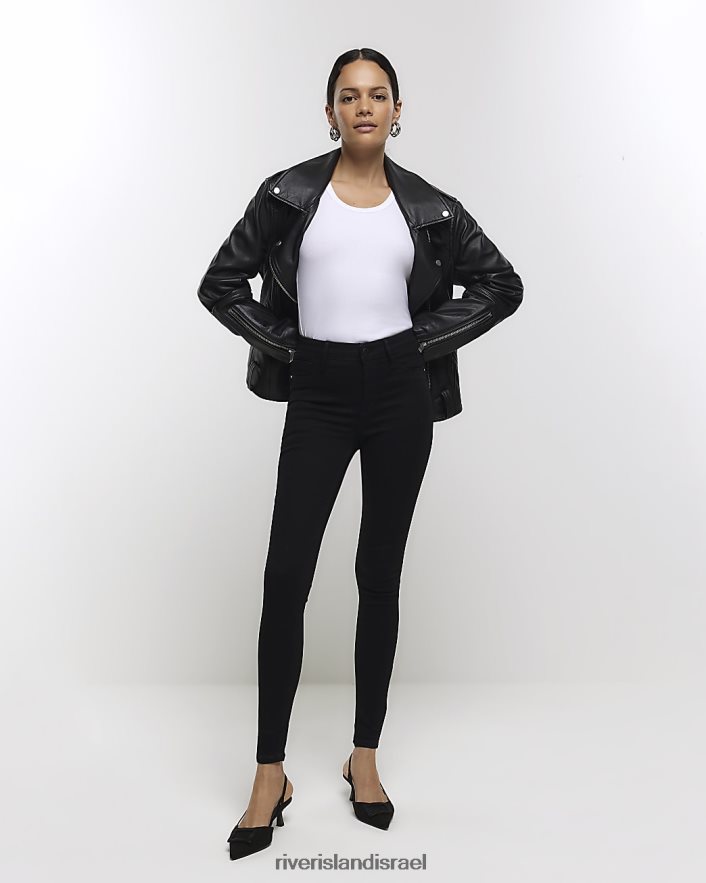 לבוש River Island מולי ג'ינס סקיני מחטב באמצע העלייה שָׁחוֹר נשים BDZ408515