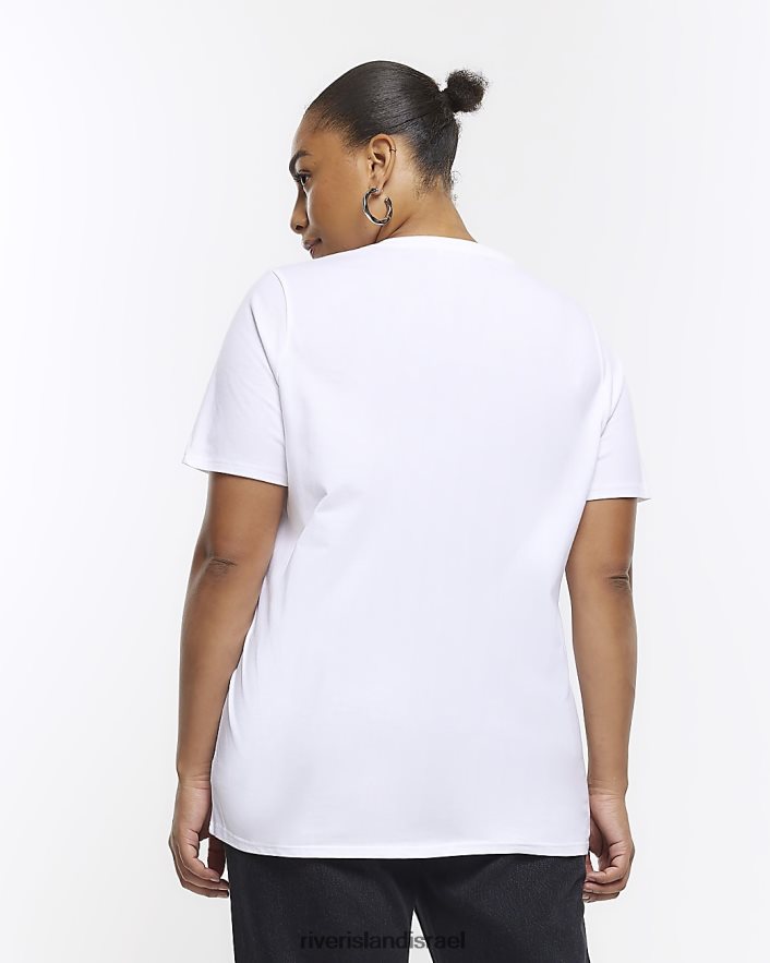 לבוש River Island בתוספת חולצת טריקו גרפית לבן נשים BDZ4085163