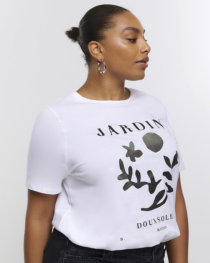 לבוש River Island בתוספת חולצת טריקו גרפית לבן נשים BDZ4085163