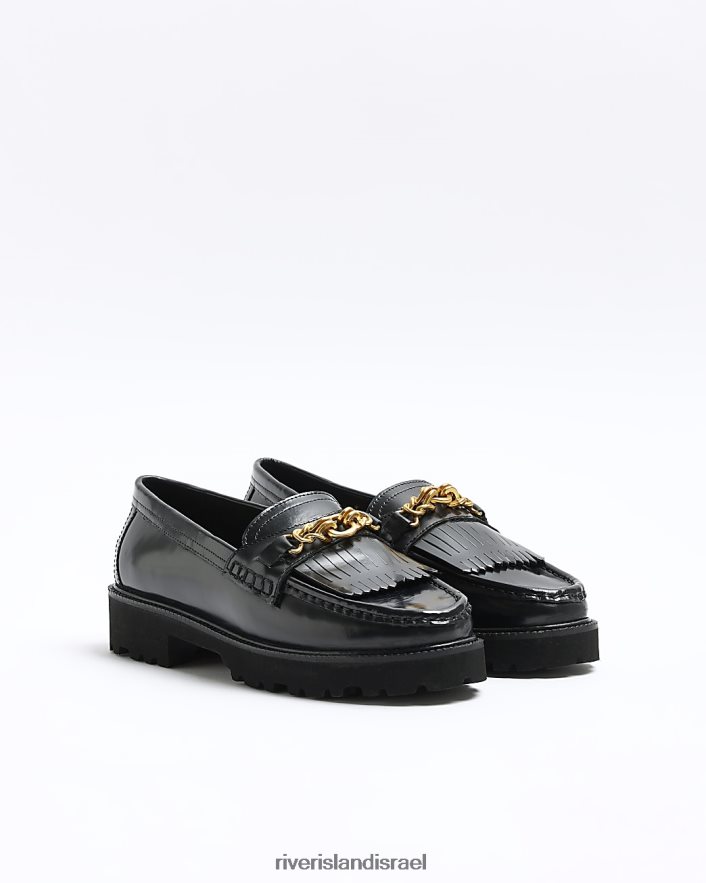 הַנעָלָה River Island מכנסי עור בשרשרת שָׁחוֹר נשים BDZ408518