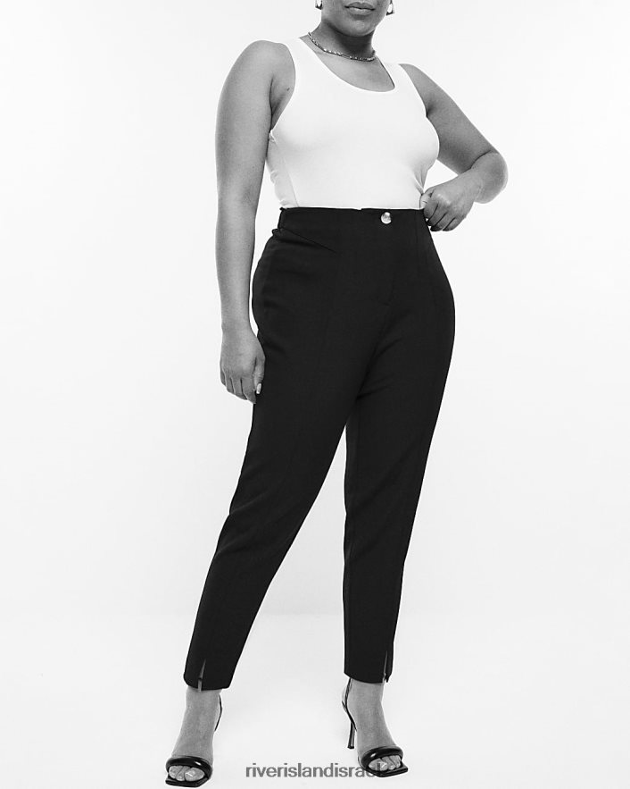 לבוש River Island בתוספת מכנסי סיגריות בגזרה גבוהה שָׁחוֹר נשים BDZ4085196