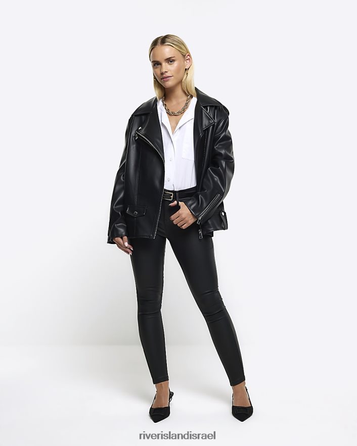 לבוש River Island ג'ינס מצופה בגזרת סקיני קטן שָׁחוֹר נשים BDZ4085219