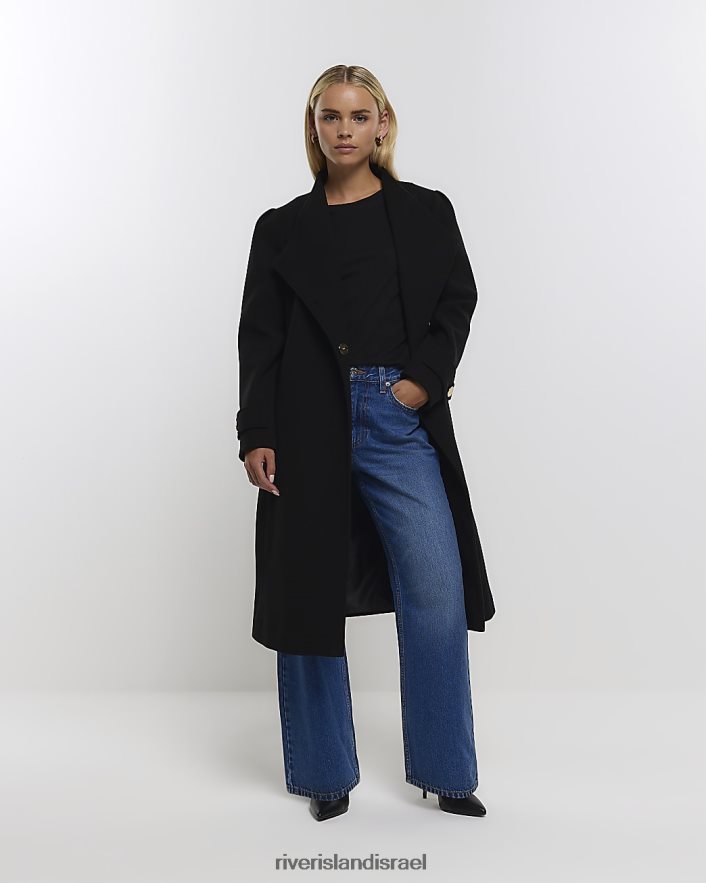 לבוש River Island מעיל מעטפת קטן שָׁחוֹר נשים BDZ4085221