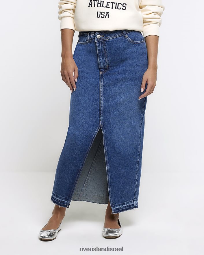 לבוש River Island חצאית מקסי מותן אסימטרית קטנה כְּחוֹל נשים BDZ4085222