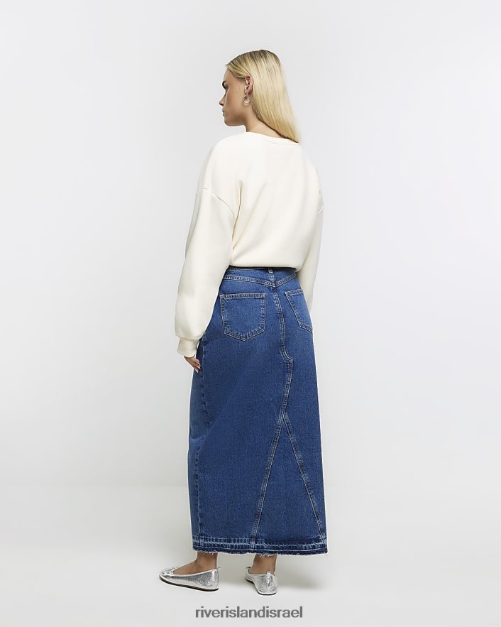 לבוש River Island חצאית מקסי מותן אסימטרית קטנה כְּחוֹל נשים BDZ4085222