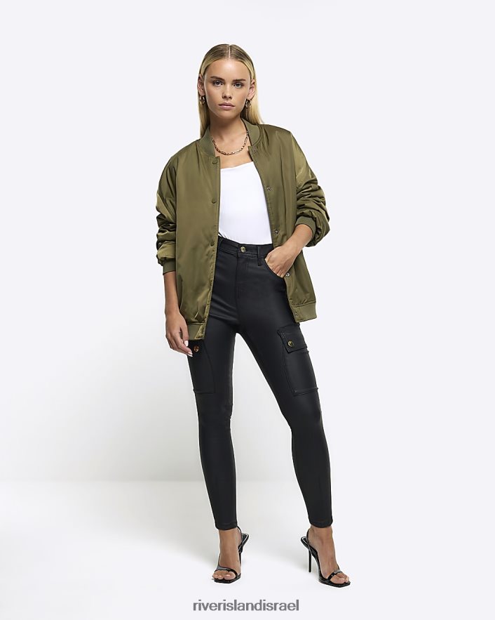לבוש River Island סקיני ג'ינס מצופה מטען קטן שָׁחוֹר נשים BDZ4085223