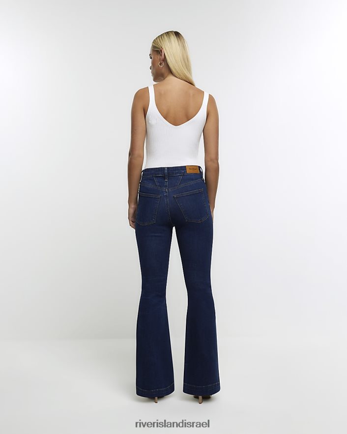 לבוש River Island ג'ינס קטנטן עם מותן גבוה כְּחוֹל נשים BDZ4085236