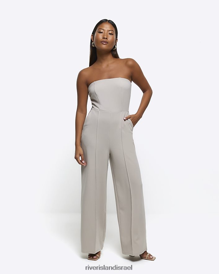 לבוש River Island סרבל בנדו קטן אפור נשים BDZ4085242
