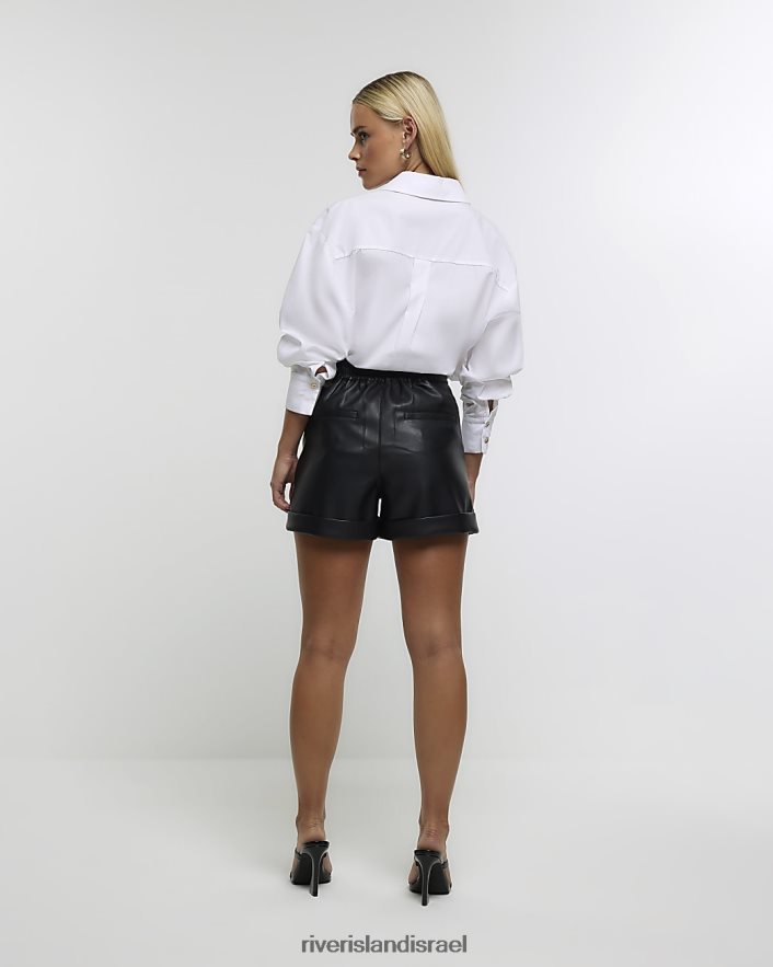 לבוש River Island מכנסי עור מלאכותיים קטנים שָׁחוֹר נשים BDZ4085258