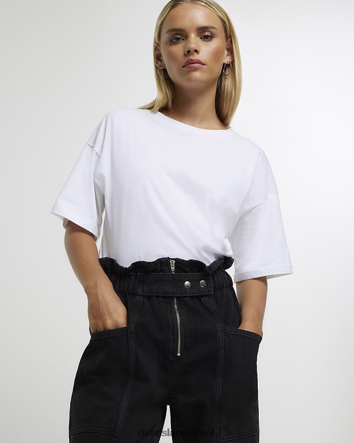 לבוש River Island ג'ינס עם חגורה קטנה שָׁחוֹר נשים BDZ4085265