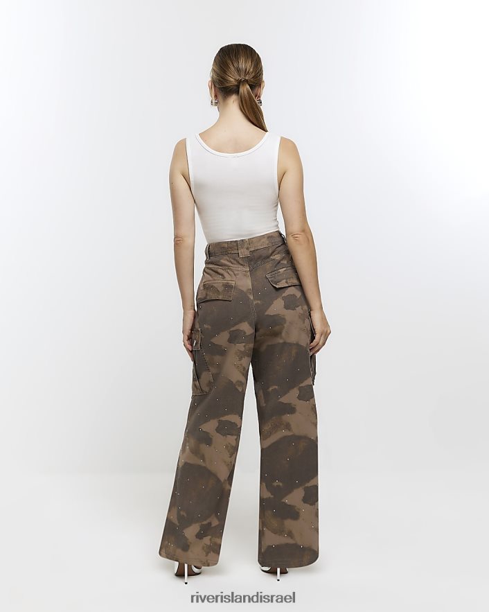לבוש River Island מכנסי מטען מעוטרים קטנטנים חָקִי נשים BDZ4085277
