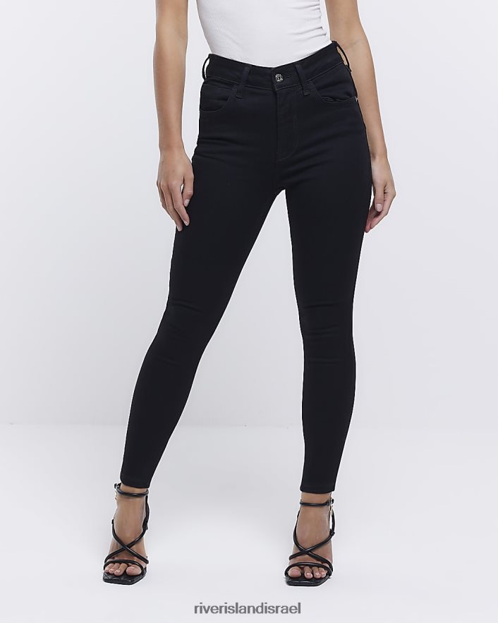 לבוש River Island ג'ינס סקיני קטנטן בגזרה גבוהה שָׁחוֹר נשים BDZ4085286