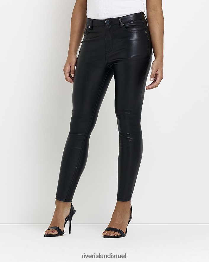 לבוש River Island מכנסי סקיני דמוי עור קטן שָׁחוֹר נשים BDZ4085287