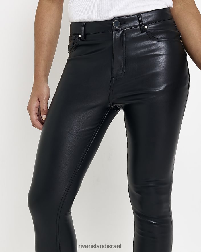 לבוש River Island מכנסי סקיני דמוי עור קטן שָׁחוֹר נשים BDZ4085287