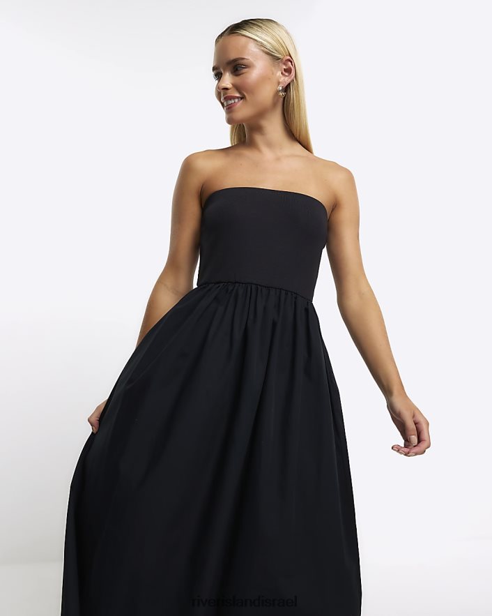 לבוש River Island שמלת מידי קטנטונת בנדאו לנשף שָׁחוֹר נשים BDZ4085289