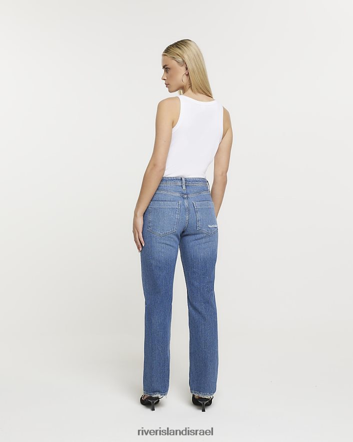 לבוש River Island ג'ינס קטנטן עם רגליים ישרות בינוניות כְּחוֹל נשים BDZ4085294