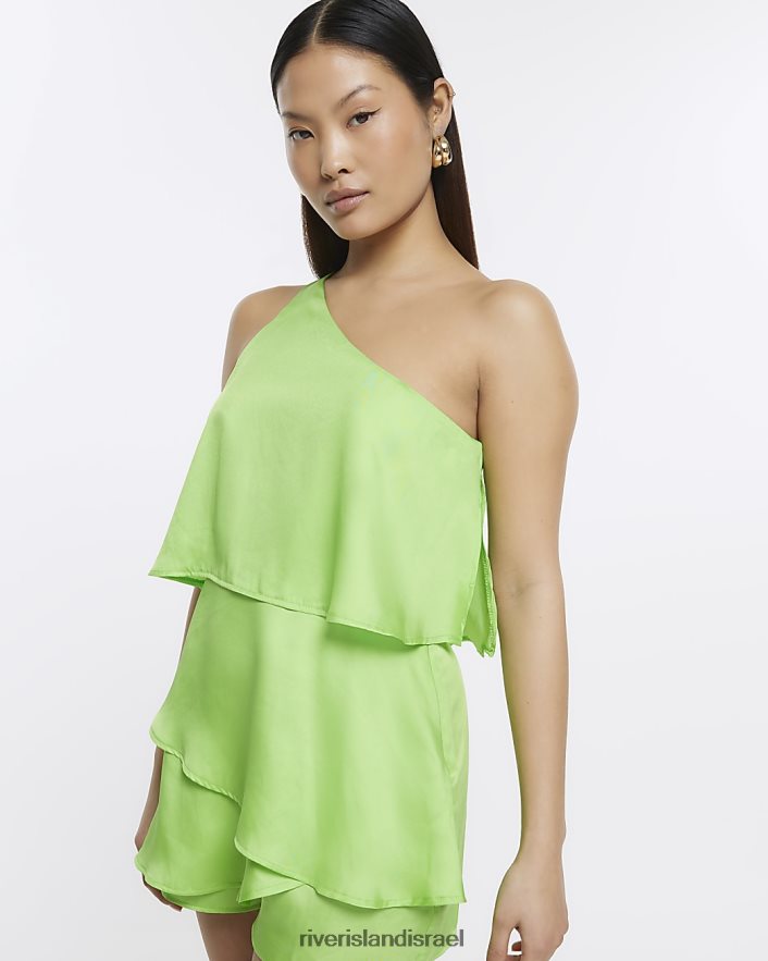 לבוש River Island חליפת משחק קטנה עם כתף אחת ירוק נשים BDZ4085298