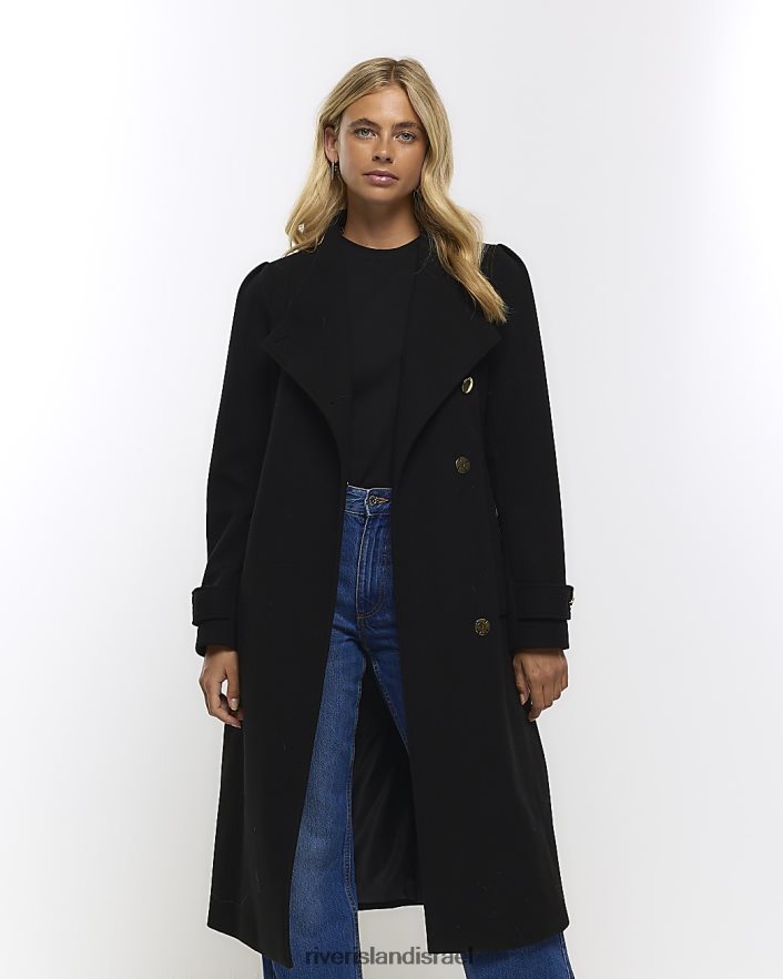 לבוש River Island מעיל מעטפת ליפול שָׁחוֹר נשים BDZ40853